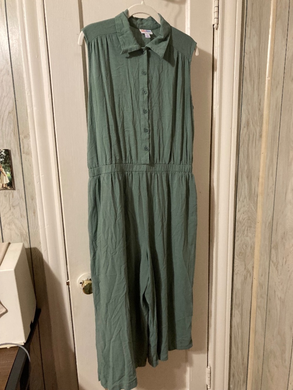 Lula Roe sleeveless, button up romper